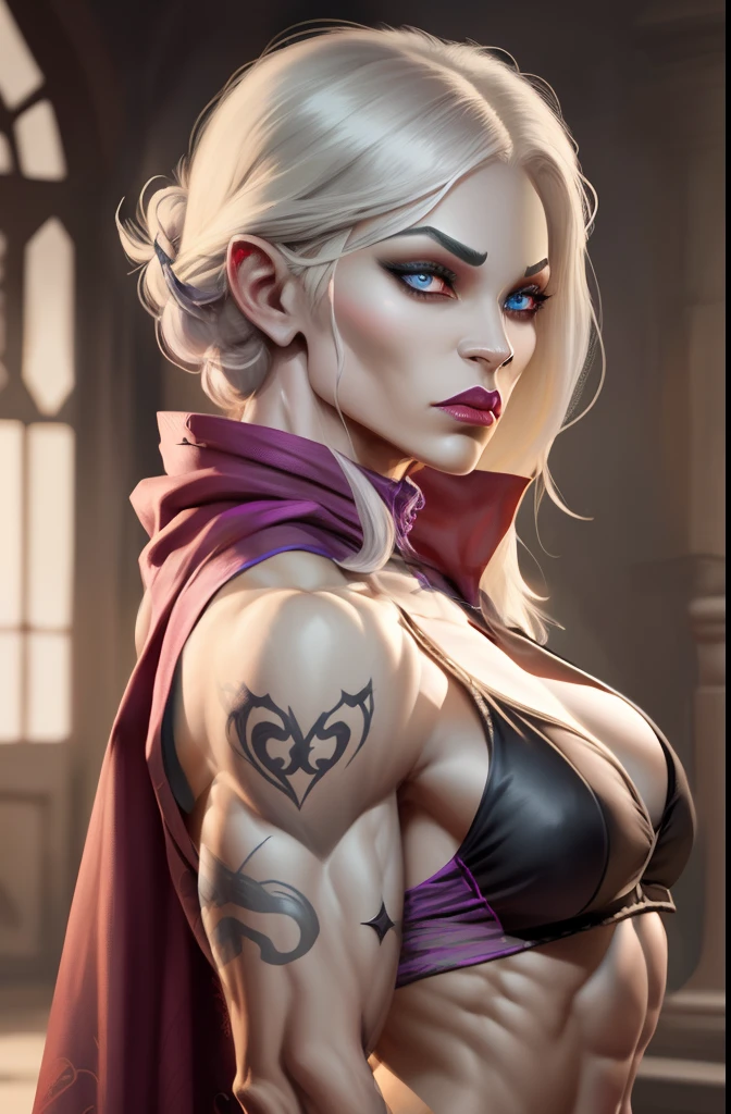 A beautiful muscular female Drow