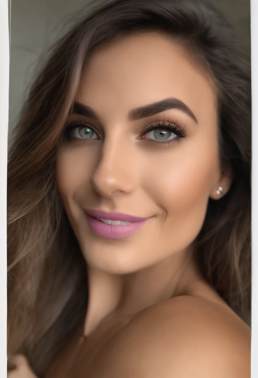 Arafed woman with matching tank top and panties, fille sexy aux yeux svert, Portrait Mia, cheveux bruns et grands yeux, selfie of a young woman, Yeux de chambre, Violet Myers, sans maquillage, maquillage naturel, looking straight at camera, Visage avec Artgram, Maquillage subtil, Superbe photo du corps entier, clivage, sitting at table