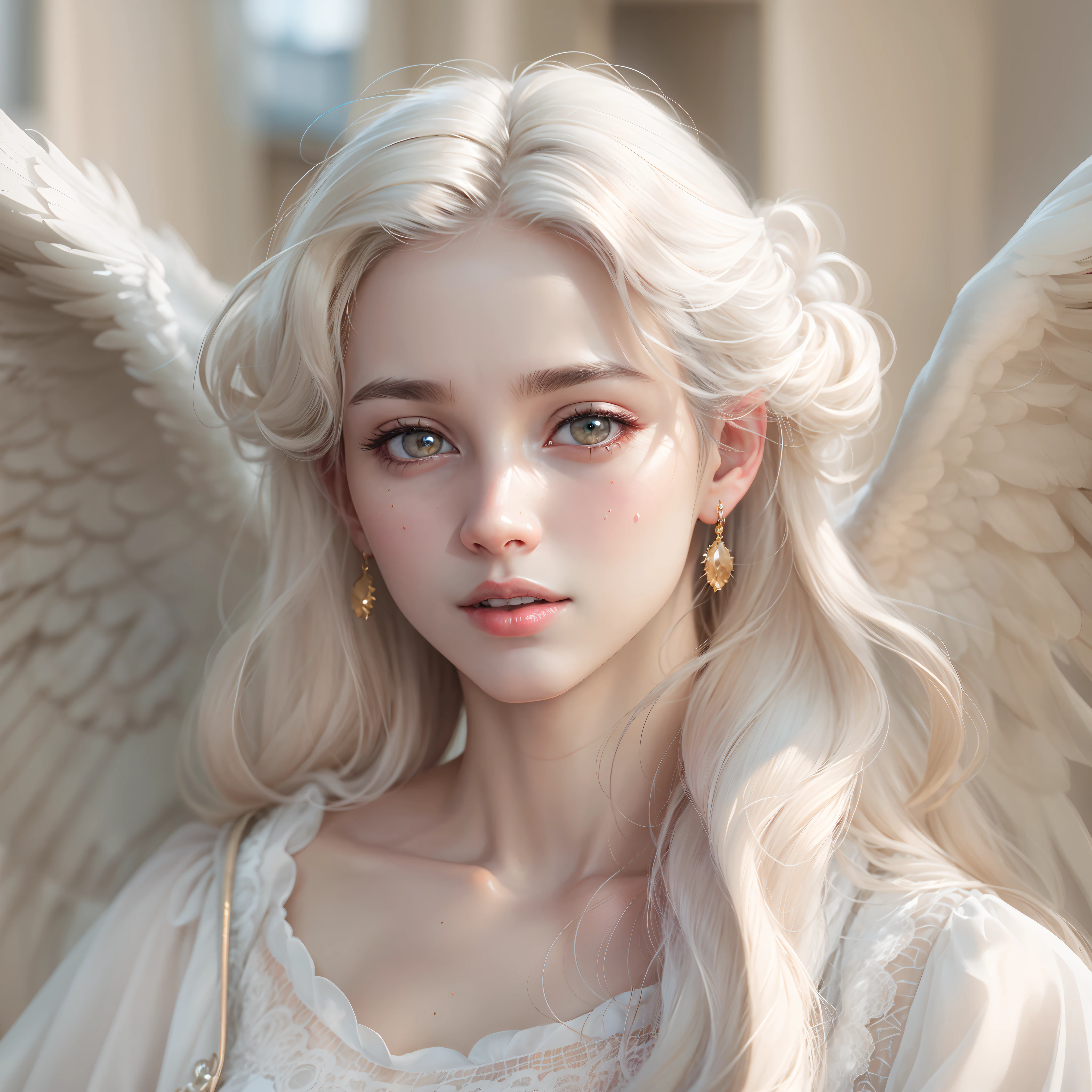 masterpiece, top quality, 8K, real person, realistic, very dense CG, shiny skin, fully focused, heaven, divine glory, radiant, angel, blessing, happiness,