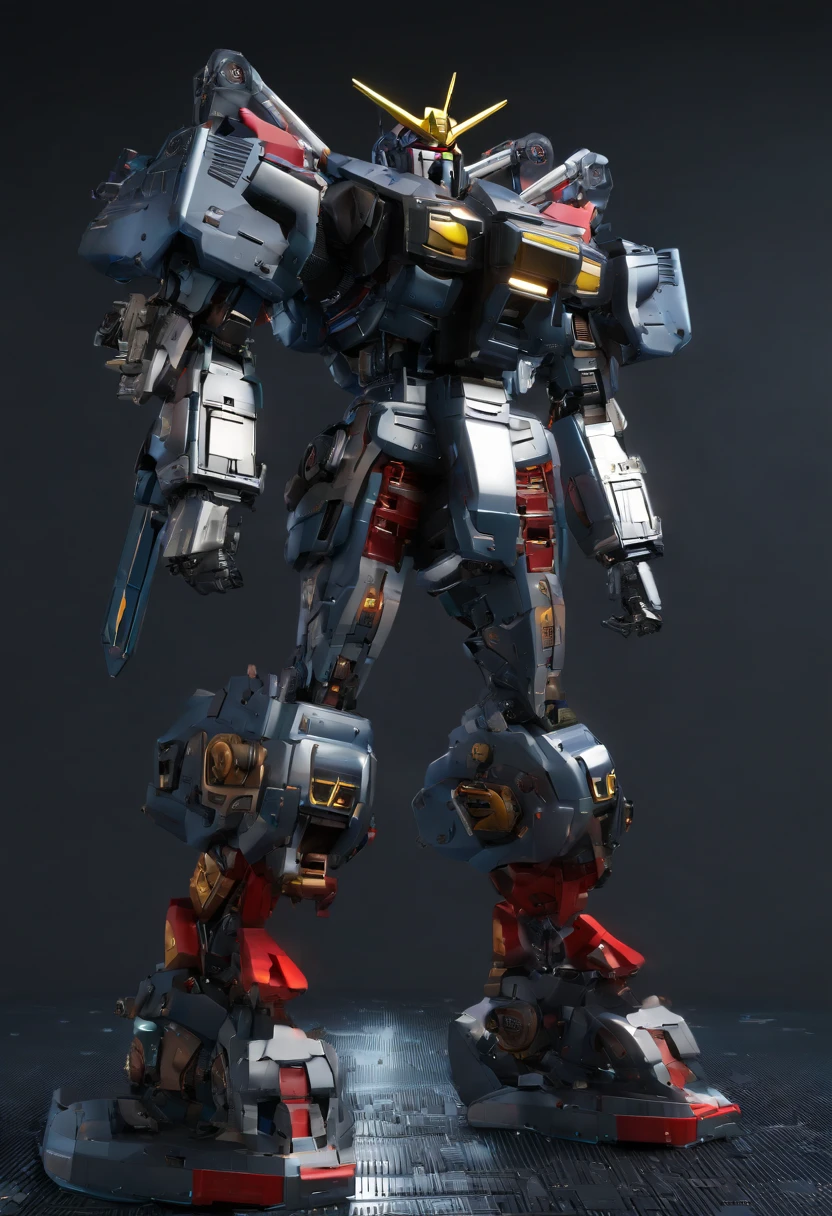 Gundam mecha , science fiction, front view, Sense of technology, C4D, Oc renderer, unreal engine, high detail, 8k HD, studio light, wielding gun, rusty,
