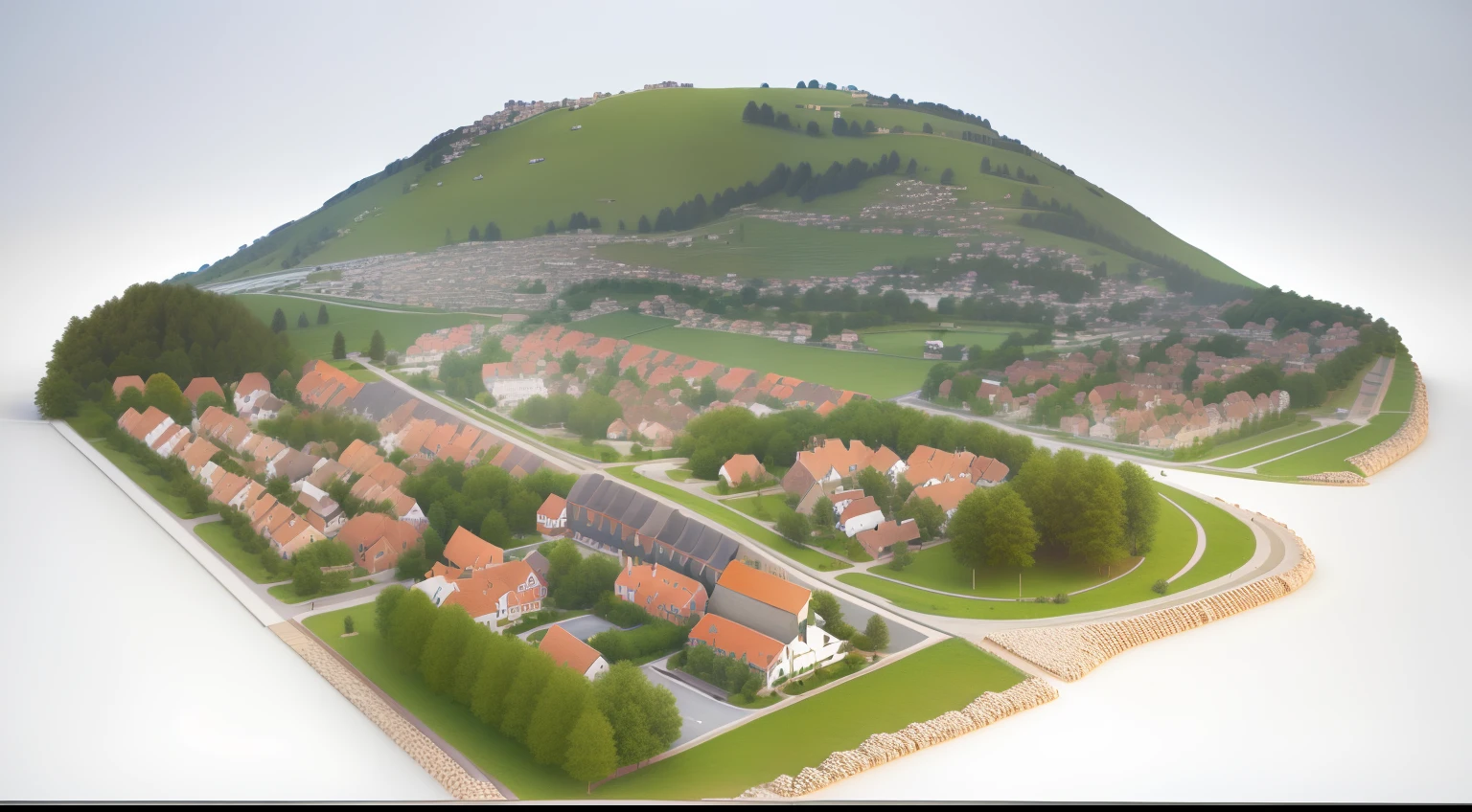 There are 3D images of a small town with parking., Small towns around, Small village, Small town, Three-dimensional view from the back, Residential area, city, Townscape, 3d rendered, 3d rendered, suburb, Ultra-wide-angle three-dimensional view, Street top view, 3d rendered model, Small town, Realistic visuals of the city