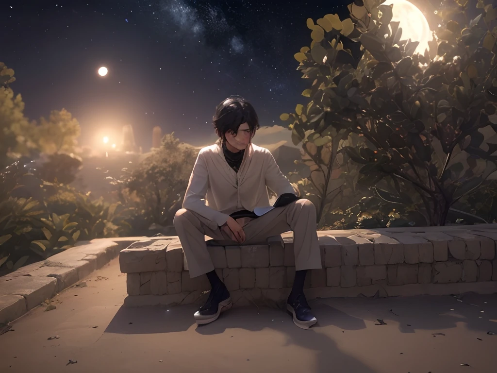 a boy named Thomas. He had hair black as night and curious eyes that shone like distant stars. But what really caught everyone's attention was the adornment he wore around his neck: a small silver moon. This mysterious moon was made of a bright and delicate material, and seemed to emit a soft silvery radiance.