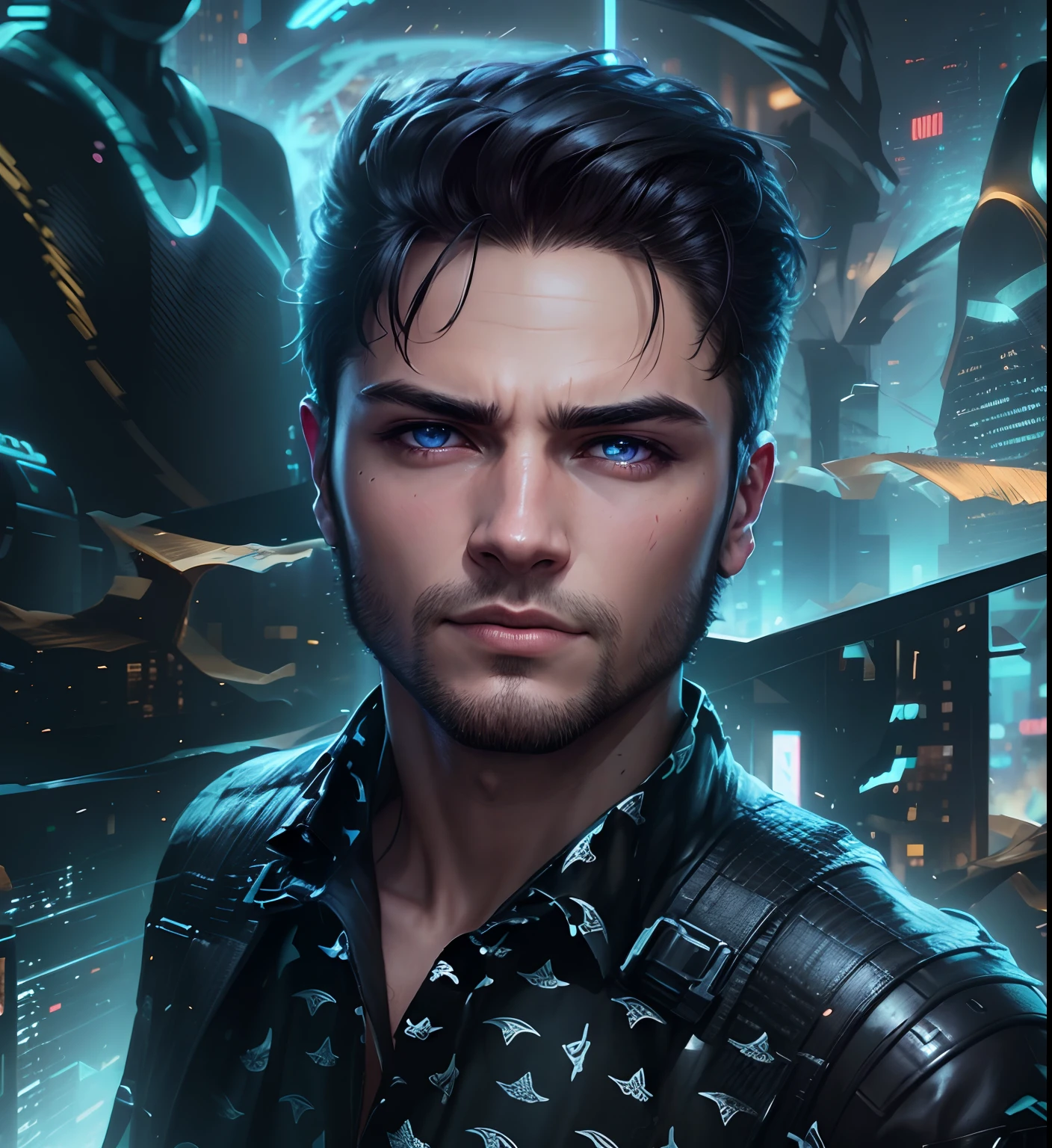 Change background, cyberpunk handsome boy, realistic face , 8k , ultra realistic