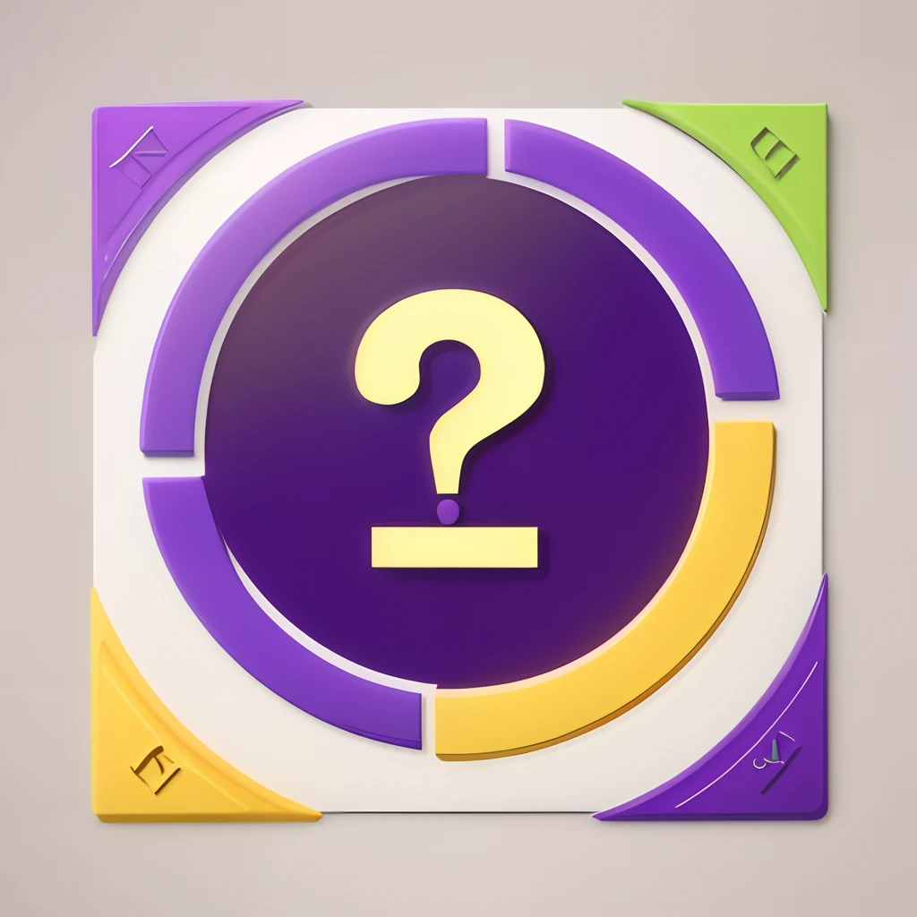 creative logo with purple and yellow, with a question mark as the main item