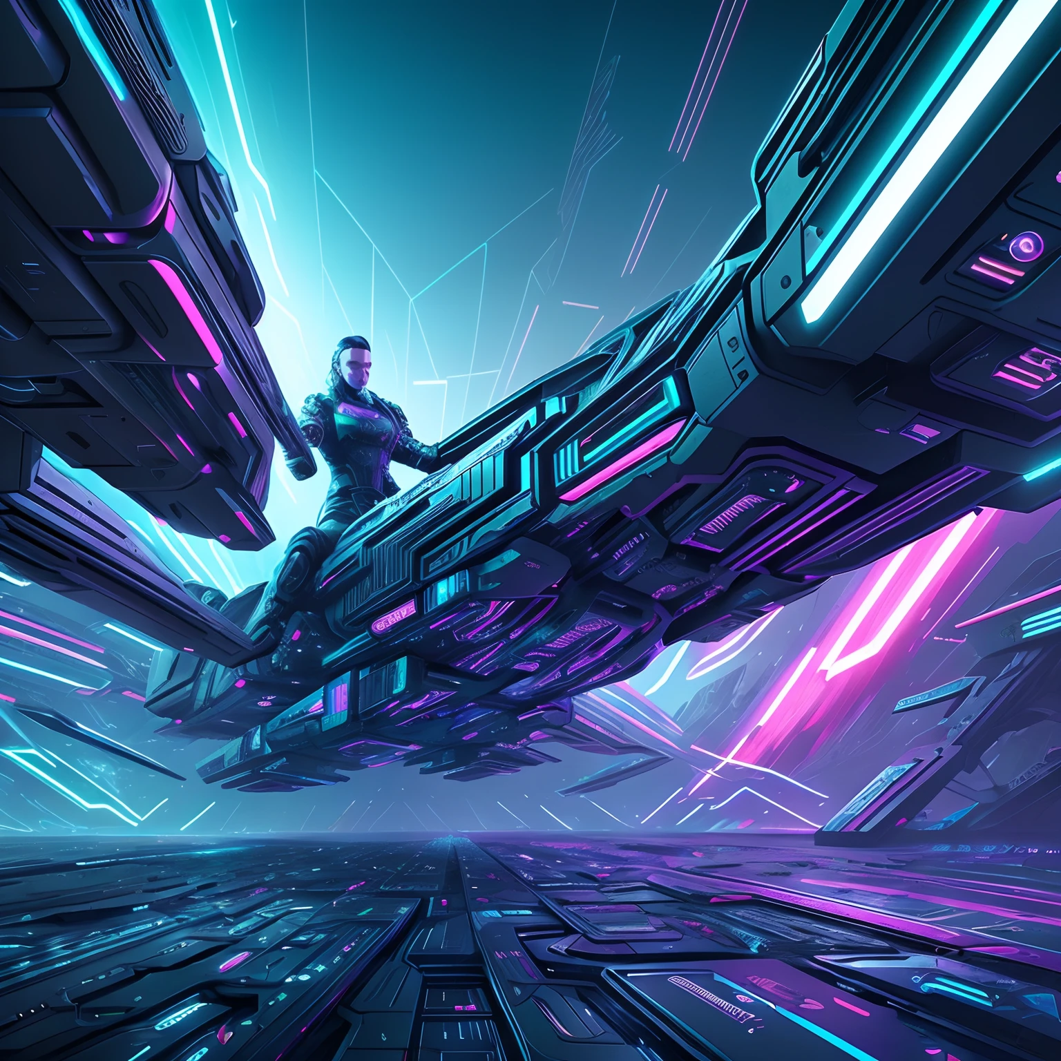 Silicon Valley Virtual Reality 10 Anniversary, cyberpunk art by Android Jones, cyberpunk art by Beeple!!!, synthetic wave, darksynth, Quantum tracer waves, wireframes, trending on artstationh，sense of science and technology，Innovative，Intelligent