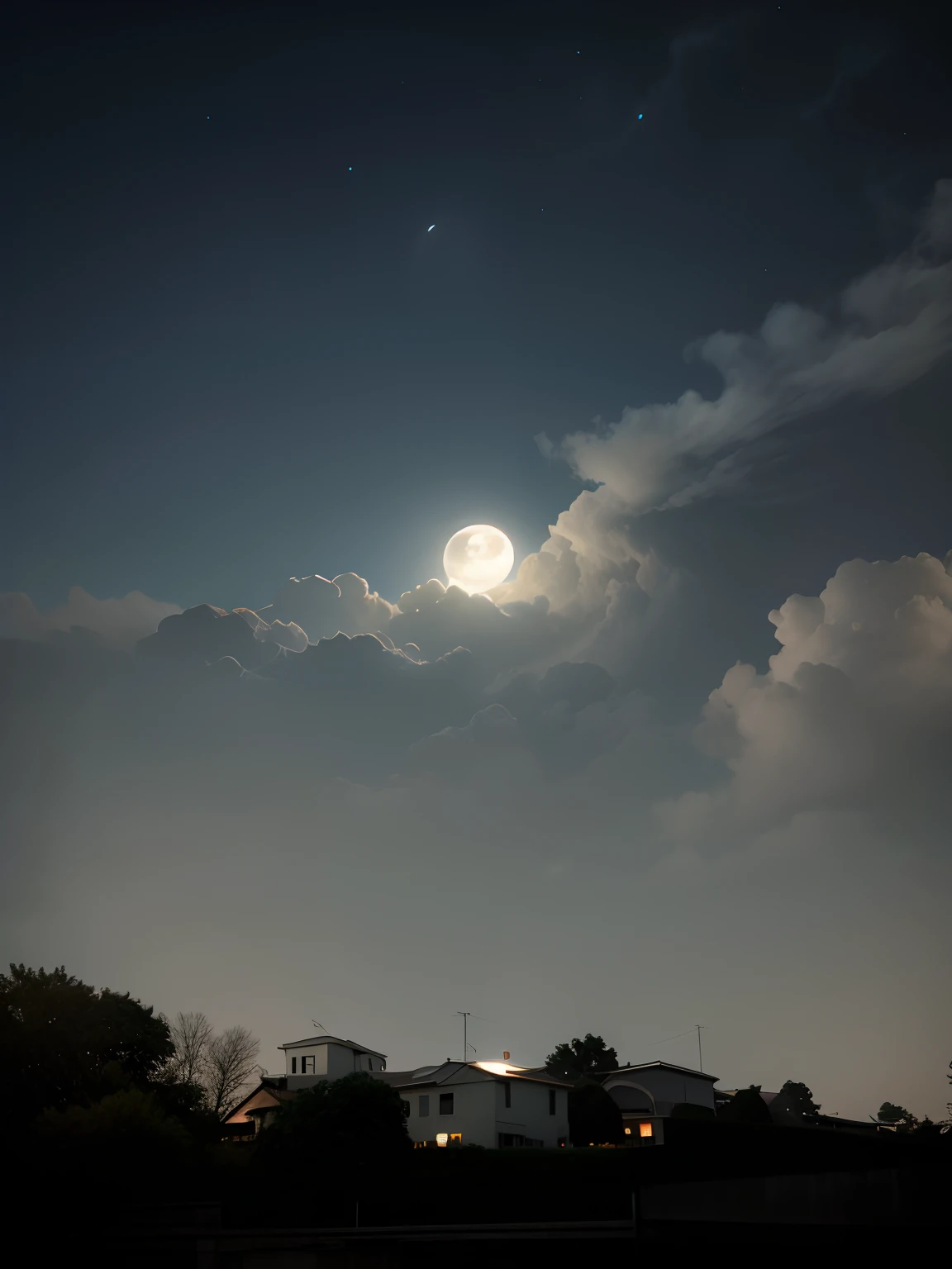 Fit moon on light and between cloud and clear image