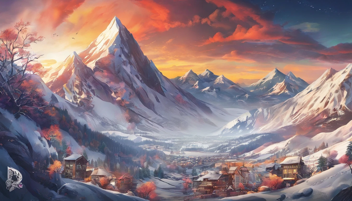 snow mountains，Rolling peaks，Oyuki，Cloudy at the foot of the mountain，Thick clouds，the setting sun，The light is depicted in detail，oc rendered，high qulity，tmasterpiece，Hyper-realistic，Ultra photo realsisim，8K，super-fine，ultra - detailed，Ultra-wide angle of view，Dynamic perspective
Warming up