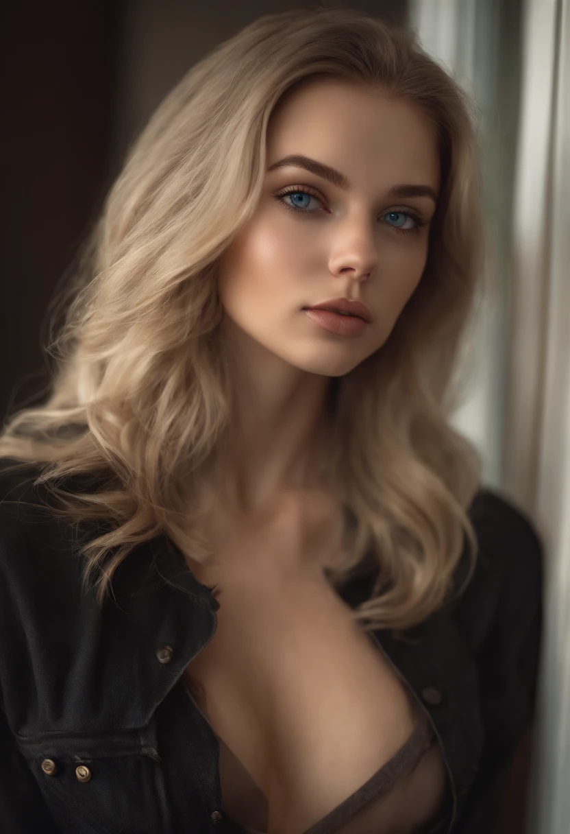 arafed woman fully , sexy girl with blue eyes, ultra realistic, meticulously detailed, portrait sophie mudd, blonde hair and large eyes, selfie of a young woman, bedroom eyes, violet myers, without makeup, natural makeup, looking directly at the camera, face with artgram, subtle makeup, stunning full body, AT THE GYM medium to large size bust