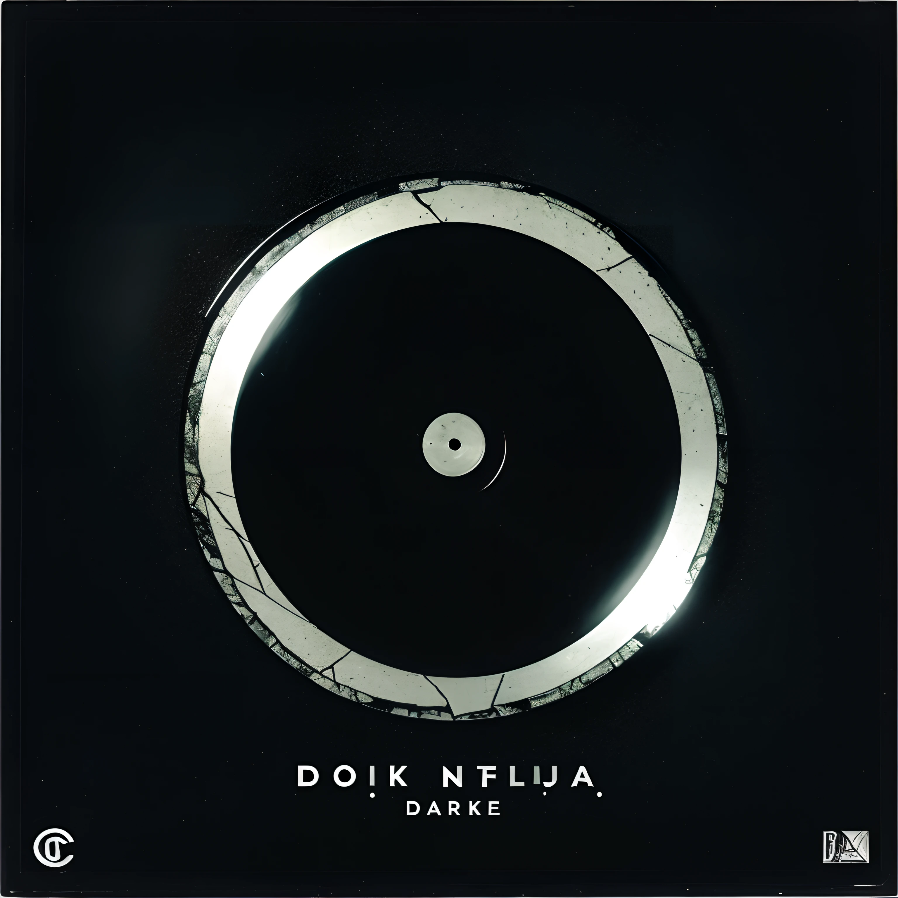 a dark album cover with a cracked cd on it