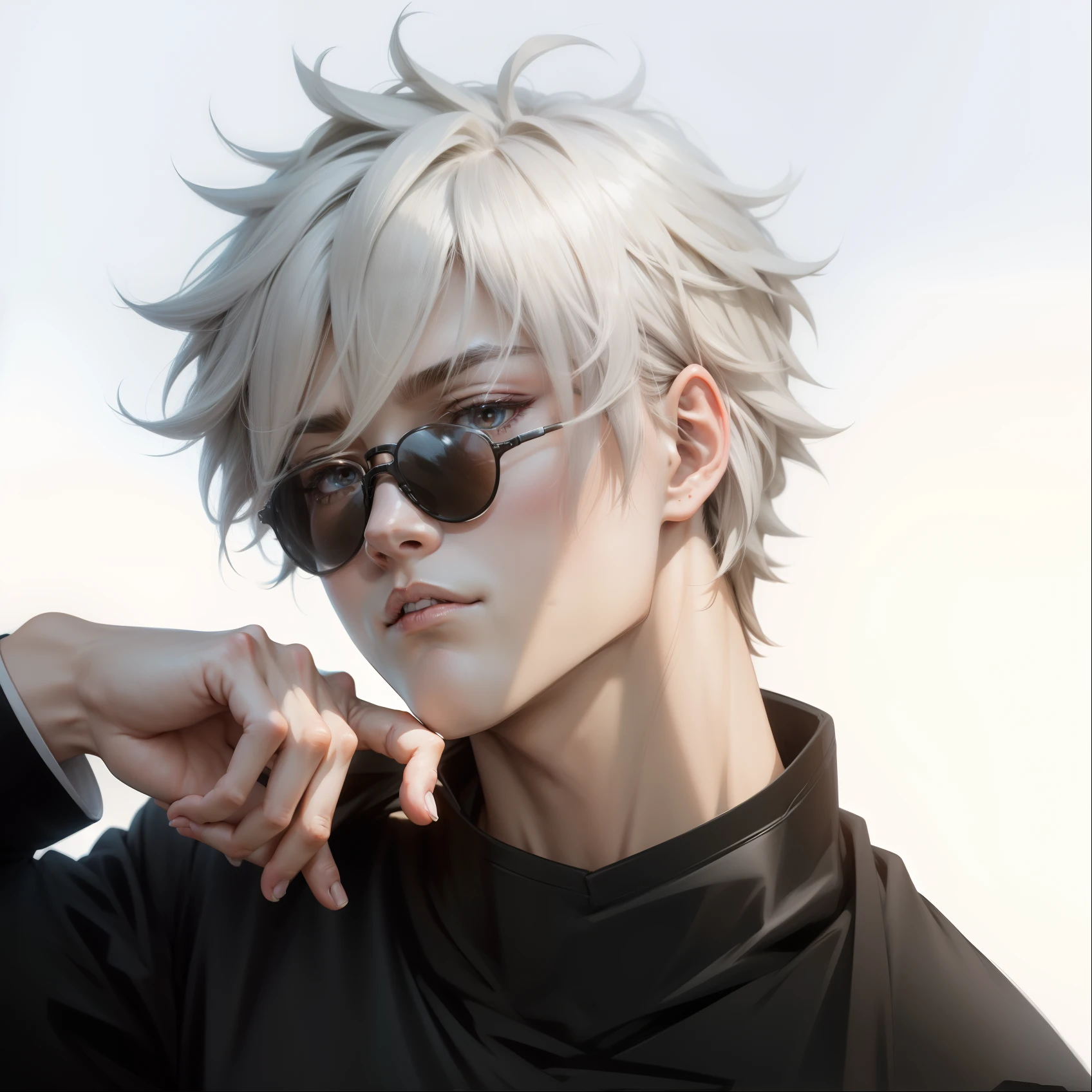 A anime boy gojo with long hair 32k ultra hd