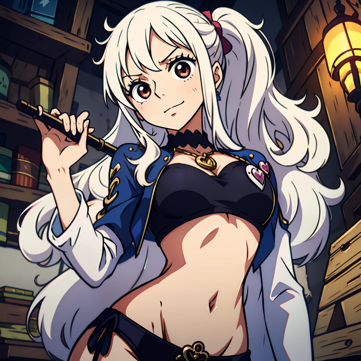 1 girl, white hair, cute, member of Heart Pirates, Big chest, small waist