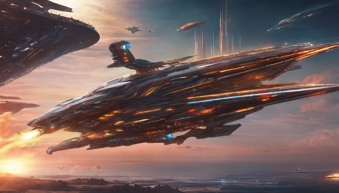 Chinese style,Large flying aircraft carriers,(Dragon-shaped decoration),((Majesty,Domineering)),Full fire