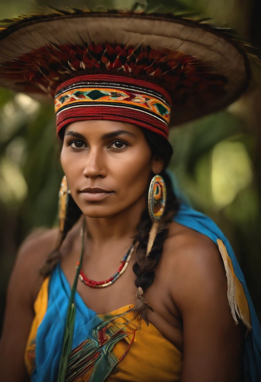 Portrait of an indigenous woman from Brazil.