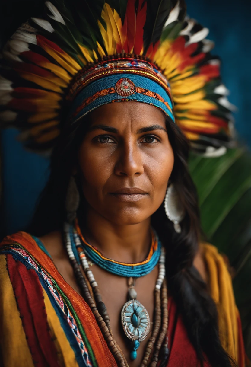 Portrait of an indigenous woman from Brazil.