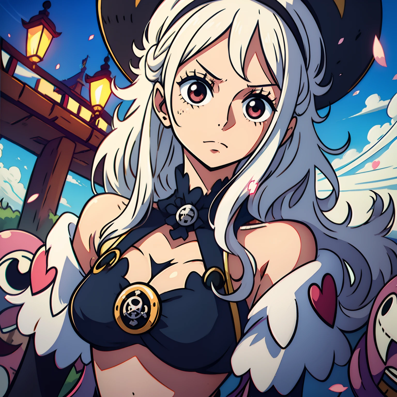 1 girl, white hair, cute, member of Heart Pirates