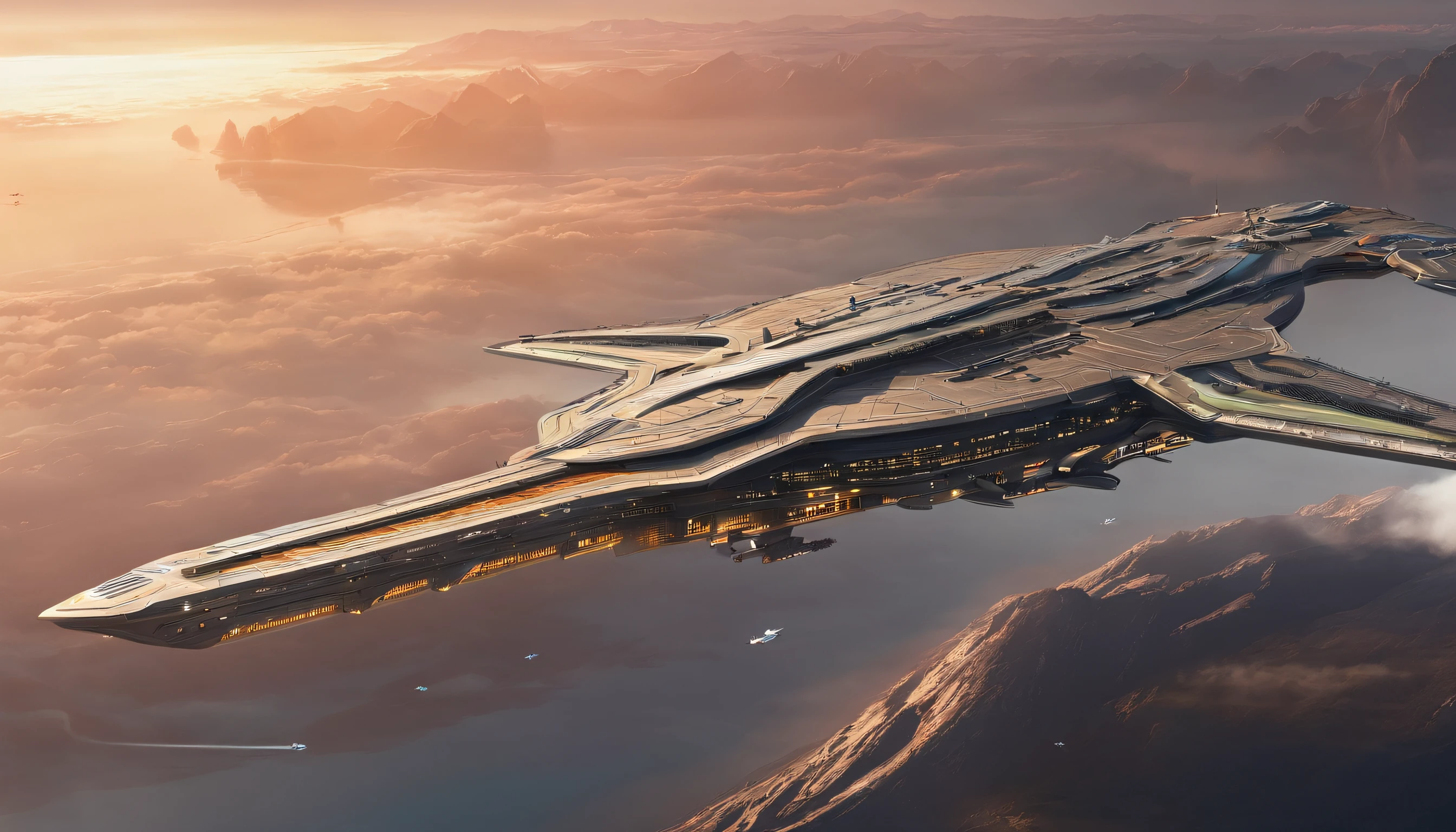 Chinese style，Large flying aircraft carriers，（Dragon-shaped decoration），（（Majesty，Domineering）），Full fire