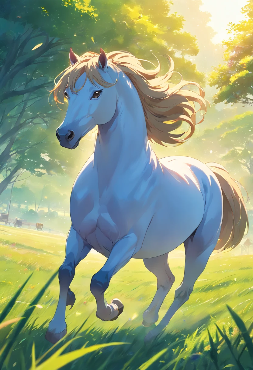 (Best quality,4K,A high resolution,Masterpiece:1.2),Ultra-detailed,Realistic,sportrait,Giant horses,Galloping stallions,full bodyesbian,elegant,Graceful,Strong presence,rippling muscles,flowing mane and tail,Curved neck and arched back,Sharp focus,intense eyes,The nostrils buzz,Hoofs hit the ground,Dust flying in the air,Graze on green meadows,Magnificent creatures,Imposing figure,Robust construction,Vivid colors,Soft lighting,Subtle shadows,neutral color palette.