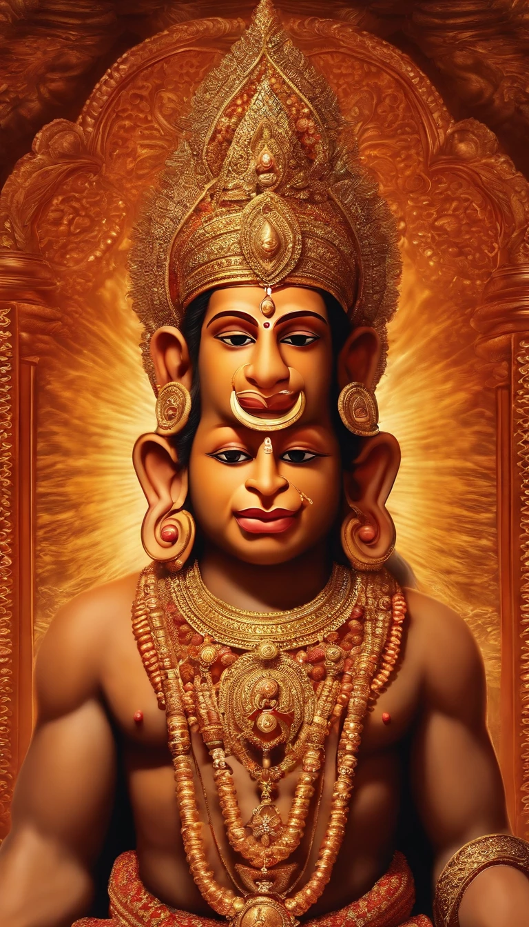 O deus Hindu Hanuman olhou para a tela, roupas compridas, religión, Ultra foto realismo