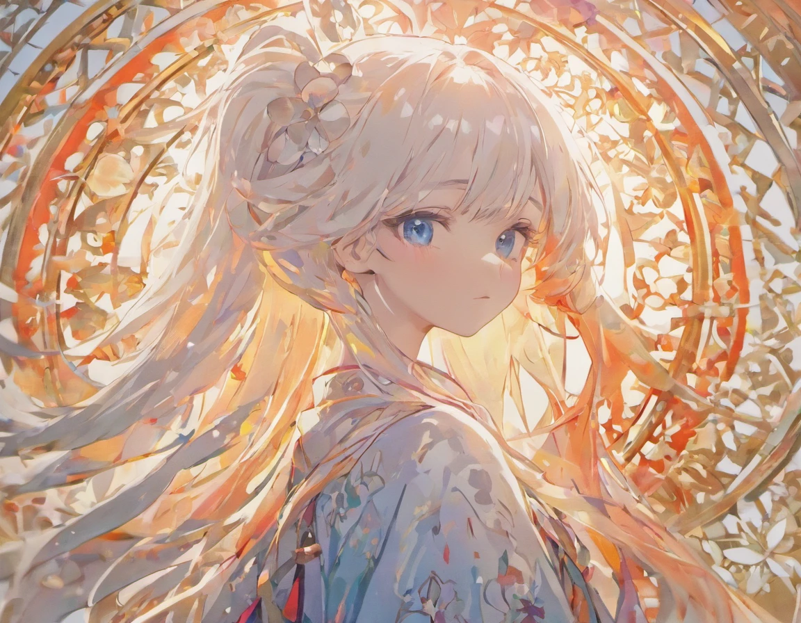 (White background:1.4),(Silhouette of a girl's head, Eyes closed, colorfull long hair, Oriental elements),(Chinese illustration:1.3,paper art:1.3, Quilted paper art:1.2),( reasonable design, Clear lines, High sharpness,Best quality, Very detailed, Masterpiece, movie light effect, 4K )