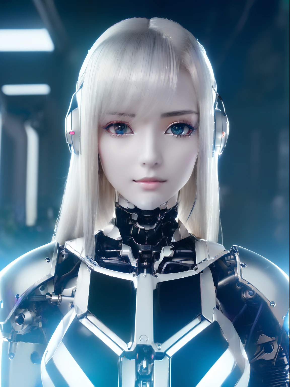 a cute AI robot, smooth and round, futuristic artificial intelligence, ethereal oc render, best quality, 8k, ultra-detailed, photo-realistic, vivid colors, studio lighting, dynamic pose, intricate mechanical details, glowing blue lights, shiny metallic surfaces, advanced technology, minimalist industrial background, sleek modern design