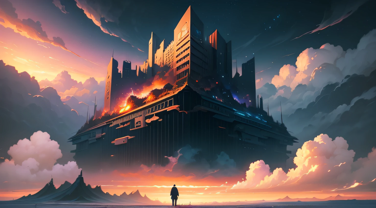 LANDSCAPE OF A SKY WITH DARK CLOUDS, inspirado em Cyril Rolando, ao estilo de Cyril Rolando, Beeple e James Jean, Anton Fadeev e Dan Mumford, Dan Mumford Tom Bagshaw, Artgem e Beeple Masterpiece