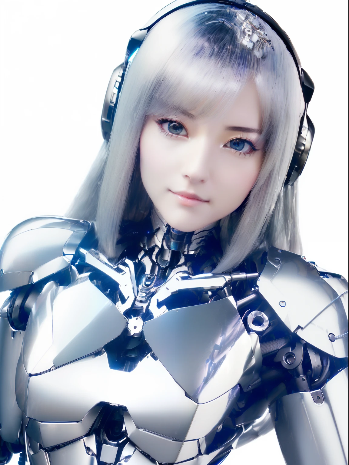 ((Intense action pose:1.6))、((Shining lenses on both breasts:1.3))、((Blue pillars of light are emanating from both chests.:1.3))、smile、((8K)), ((32k)), ((Highest quality)), ((masterpiece)), ((超A high resolution)), ((Tmasterpiece)), ((Halation:1.4))、((Mechaニカルheadgear:1.2))、((Cyber Headphones:1.3))、Fine skin, High quality fabric, Fine metal texture、((Beautiful and dense face))、RAW Photos、Professional, Ultra-fine painting, ((alone)), Beautiful breasts、Highest quality, Very detailed, Very detailed詳細, Finer details, so beautiful, ((Princess Knight Robot:1.2)), (Joints of machines, Mechanical Limbs:1.3), (The internal structure of the machine is exposed:1.3), (Long silver hair:1.1), (Beautiful and huge mechanical breasts)、White Veil, cowboy_shot, Side Focus, headgear, Shiny、(Five Fingers, Four fingers and thumb),Concept Art, Anime fantasy artwork, Detailed fantasy art, (with pale blue-violet hair and large white wings,,,,,,,), (((Long silver hair))), (Mecha:1.6)、Sleek and intimidating design, ((Commander-in-Chief'arm)), (Perfect robot body)、純白と青紫armまたは, Symmetrical wings, 8K high quality, detailed art, 3D rendering of character art in 8K, neat legs, Defined, Defined fingers,