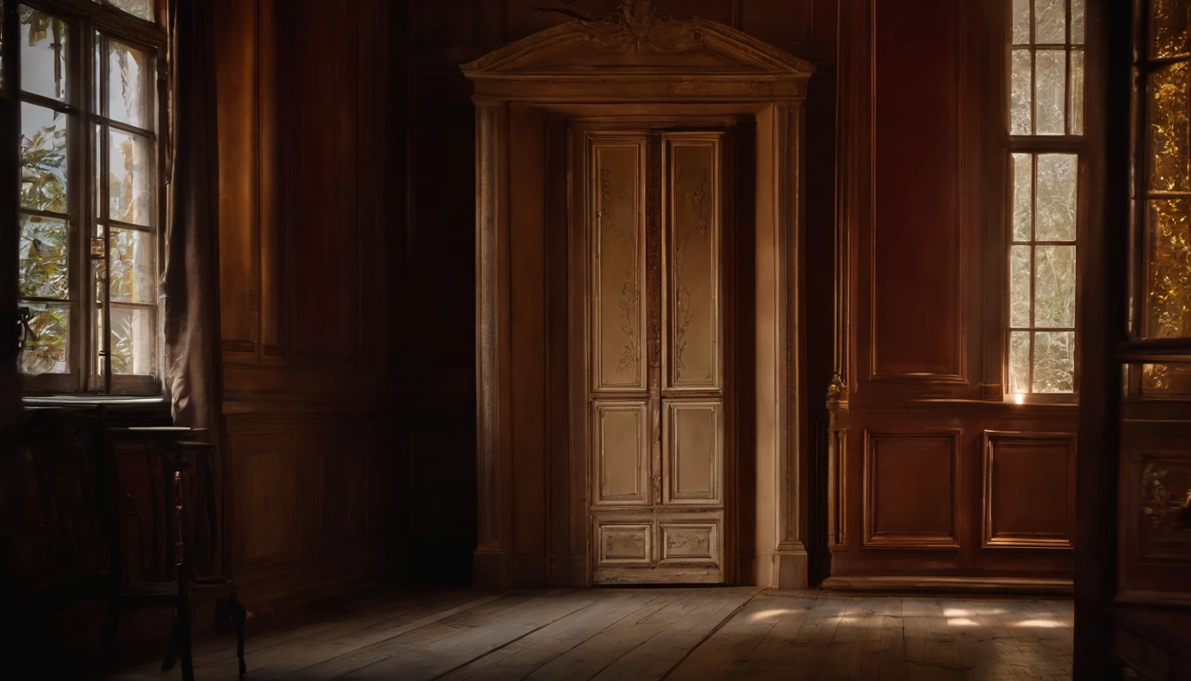 door creaked open, Dust danced in the dim light, cracked windows giving interior an ethereal quality.