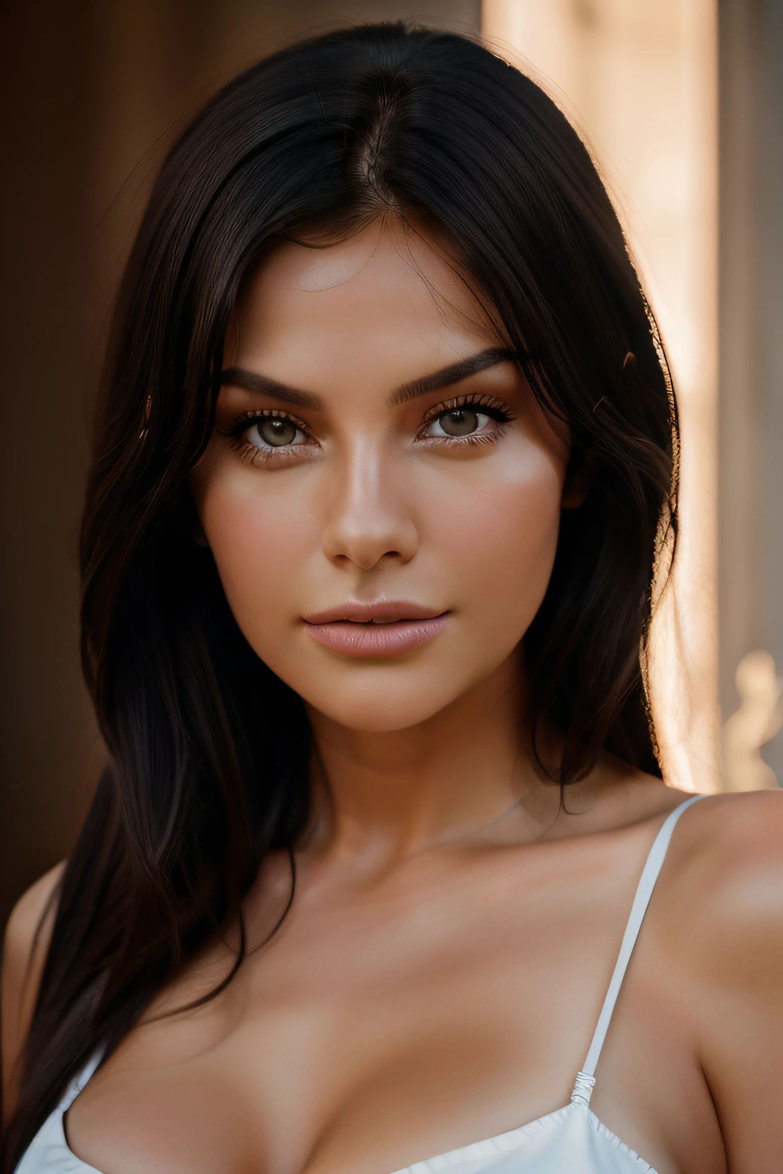portrait of a dark hair russian model::1 natural lighting::1 serious::1 natural features::1 35mm lens::1 global illumination::1 uplight::1 dof --ar 16:9 --q 2