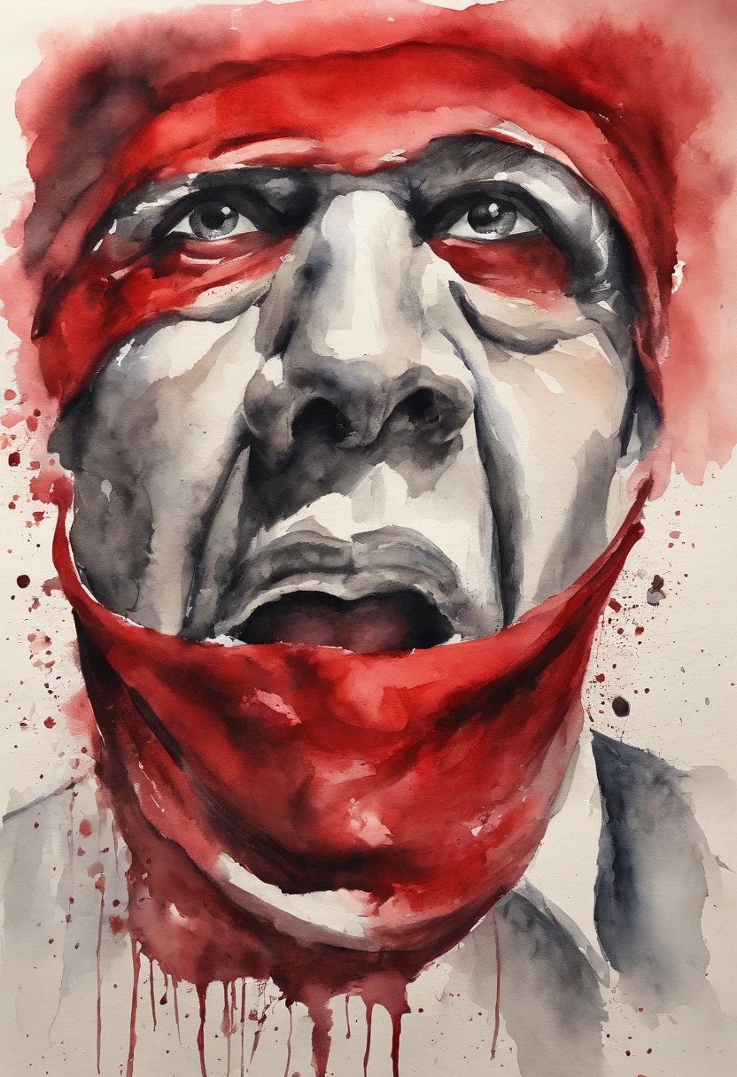 Depict a person with a giant red censorship stamp covering their mouth, representing freedom of speech limitations in some societies.