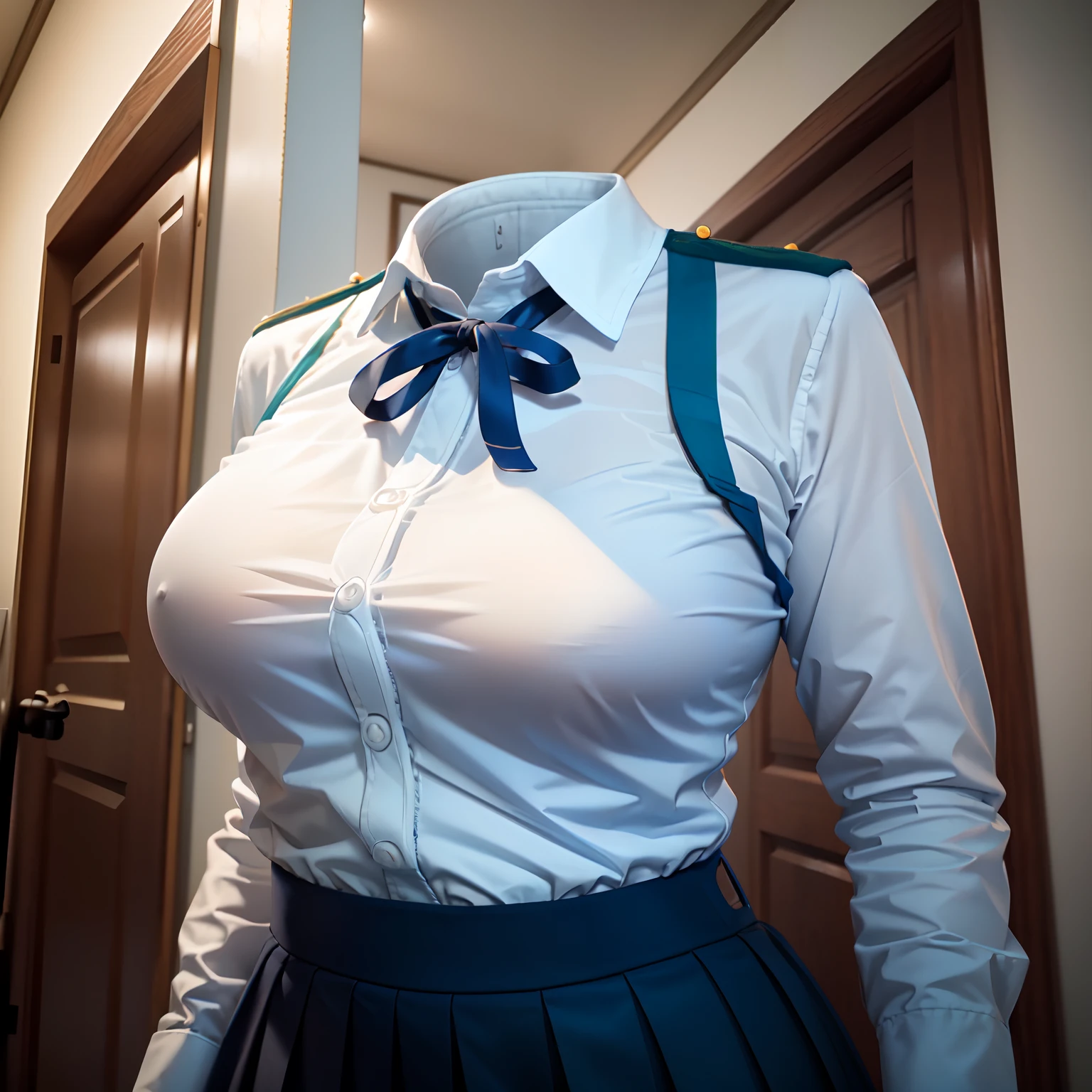 school uniform, (low angle), ((invisible, no humans:1.5, headless:1.5, handless, legless)), big breast, (close-up to breast),
(8k, RAW photo, best quality, masterpiece:1.2), (realistic, photo-realistic:1.37),photon mapping, radiosity, ((Hasselblad photography)),physically-based rendering, (hyper realisitic), (8K), (Extremely detailed), (Best Illustration), (Best Quality), (Ultra-detailed)