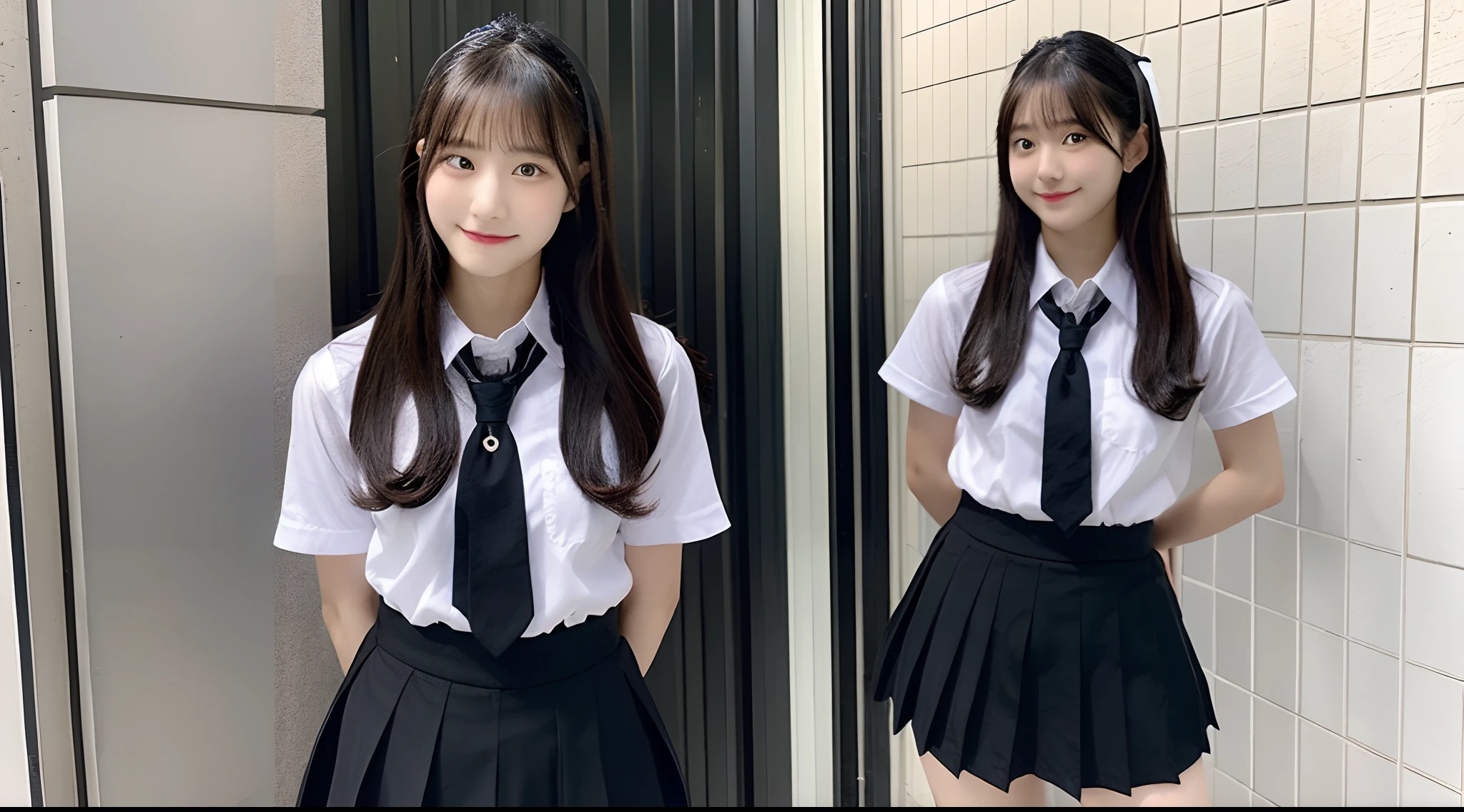 Cute 18-year-old schoolgirl wearing black miniskirt