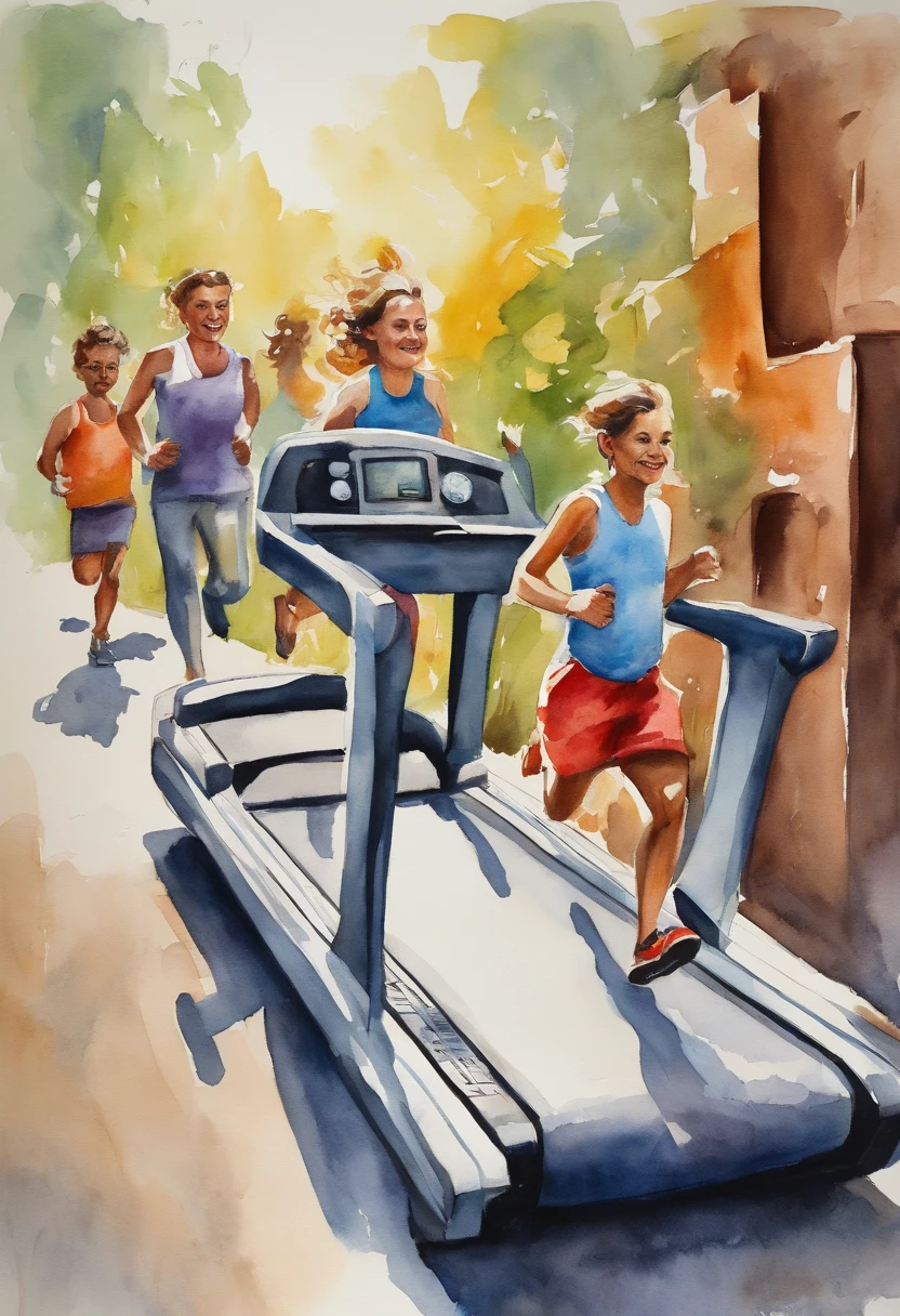 Depict people as rats running endlessly on a treadmill, symbolizing the monotony of modern work life.