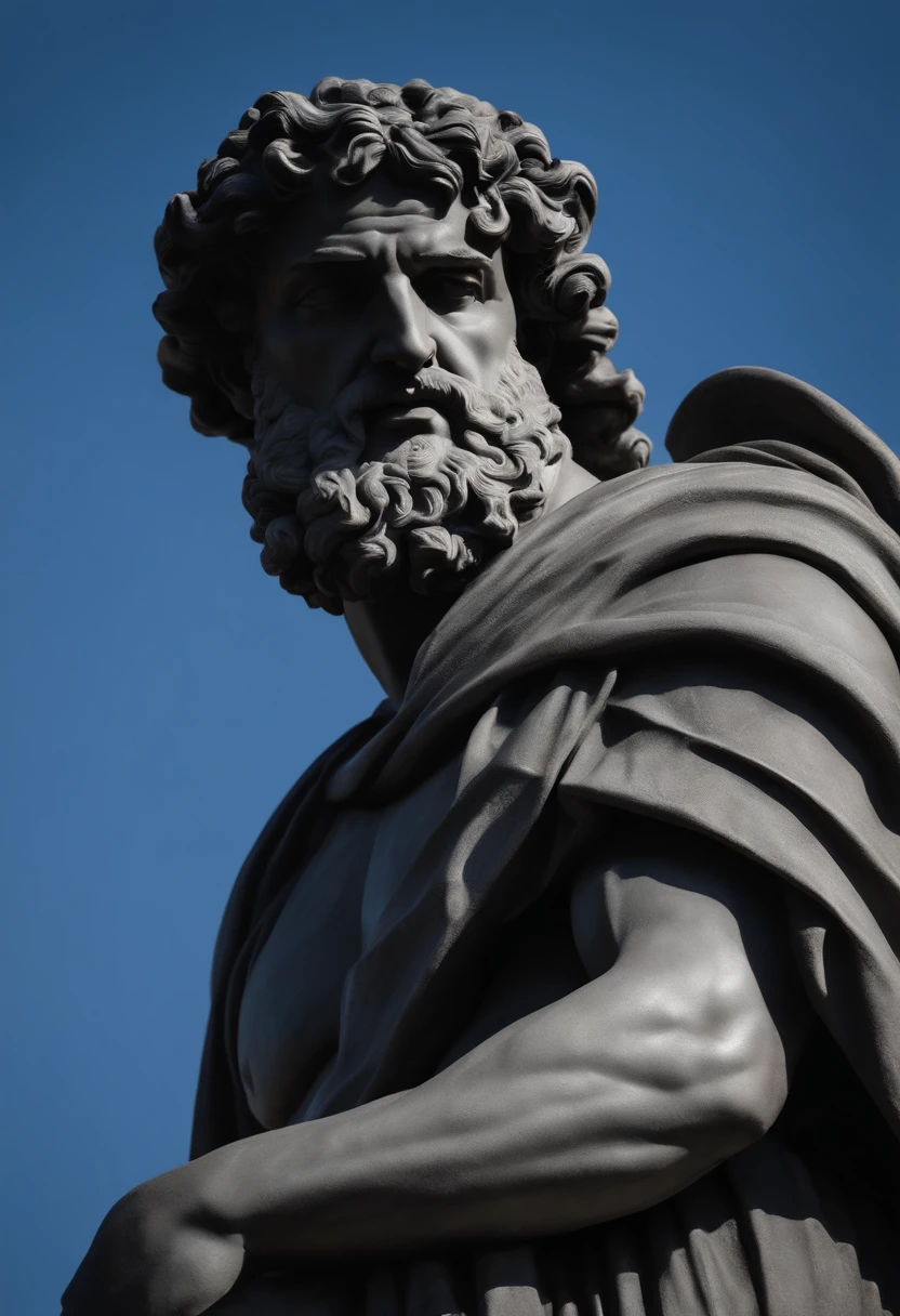10 Statue different Stoic portraits in black color of the Greek style of a strong man and in side shape 4k