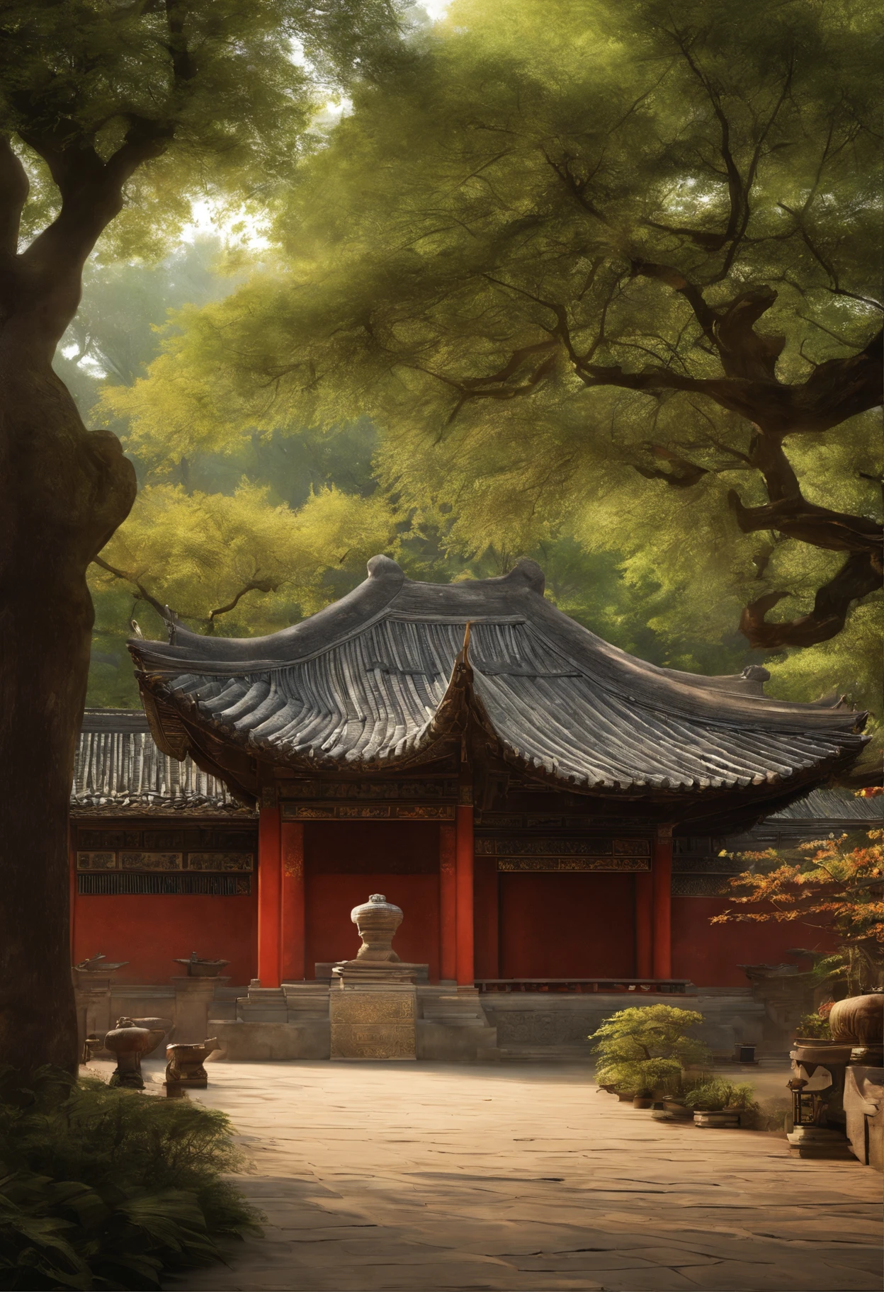 （best qualtiy），（tmasterpiece），（ultra - detailed），（high detal），（The is very detailed），Mid-Autumn Festival，Temple of Literature Dougg Jiang，norman rockwell，by Ghibli Studio，photorealistic paintings，Guochao illustration