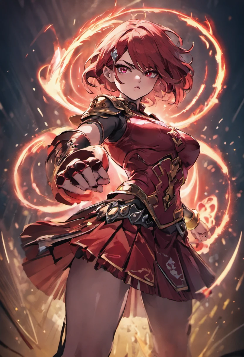 Uma personagem feminina,Full body like,(Head-to-body ratio 1 to 7)Best quality,Ultra-detailed,Realistic,Portrait, hdr, professional, Vivid colors, Bokeh, Girl, holdingweapon, Detailed shield, Sharp sword, Dynamic pose, Intense expression