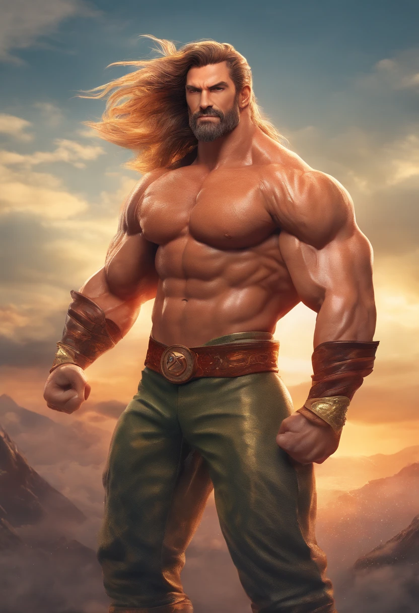 muscular body, shiny coat, beautiful mane and tail, powerful muscles, proud stance, elegant posture, dramatic lighting, vibrant colors, detailed eyes and facial expression, realistic rendering, artistic portrait style, warm color tones.