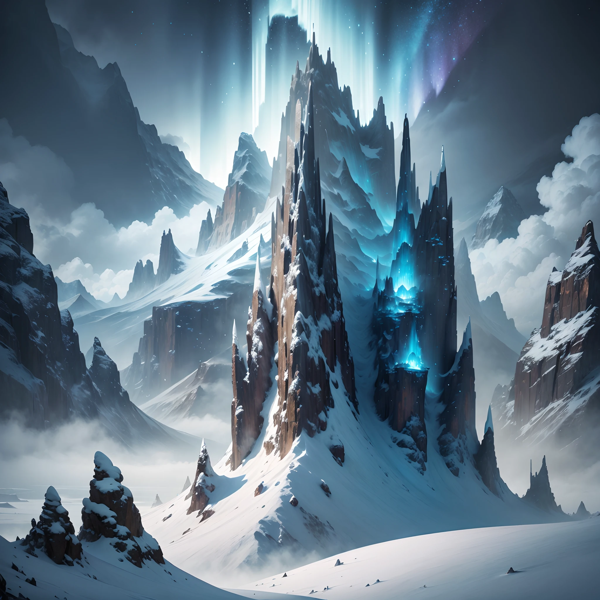 ModelShoot style, (Extremely detailed Cg Unity 8K wallpaper),cyber punk perssonage [Snowy mountain landscape with fog，South Pole，aurora，snow mountains，Igloo]，Ice sculpture palace，Ice block house，The palace of the Ice Queen，Immerse yourself in the beautiful aurora，Live in the clouds of the starry sky，Behind the clouds，(Blends with the aurora，Overlay with snowy mountains)，Multiple elements blend the image，photography of：Brandon Woelfelmist，Surreal dreams，Gray atmosphere，raining day，dyna，lut，hdr，Surrealist art fantasy style，Epic digital fantasy art style，Beautiful dream art, Science-fi digital art illustration,Fantastic digital painting, futuristic digital painting, Fantastic concept art, In front of the sci-fi snowy mountain landscape, science fiction digital art,， 4k highly detailed digital art, 4K detailed digital art, detailed fantasy digital art, Digital artwork 4 K, 8K stunning artwork, fantasy concept art, Digital 2D fantasy art, Fantasy art Behance, Beautiful digital artwork, artgerm julie bell beeple, Epic fantasy digital art style
