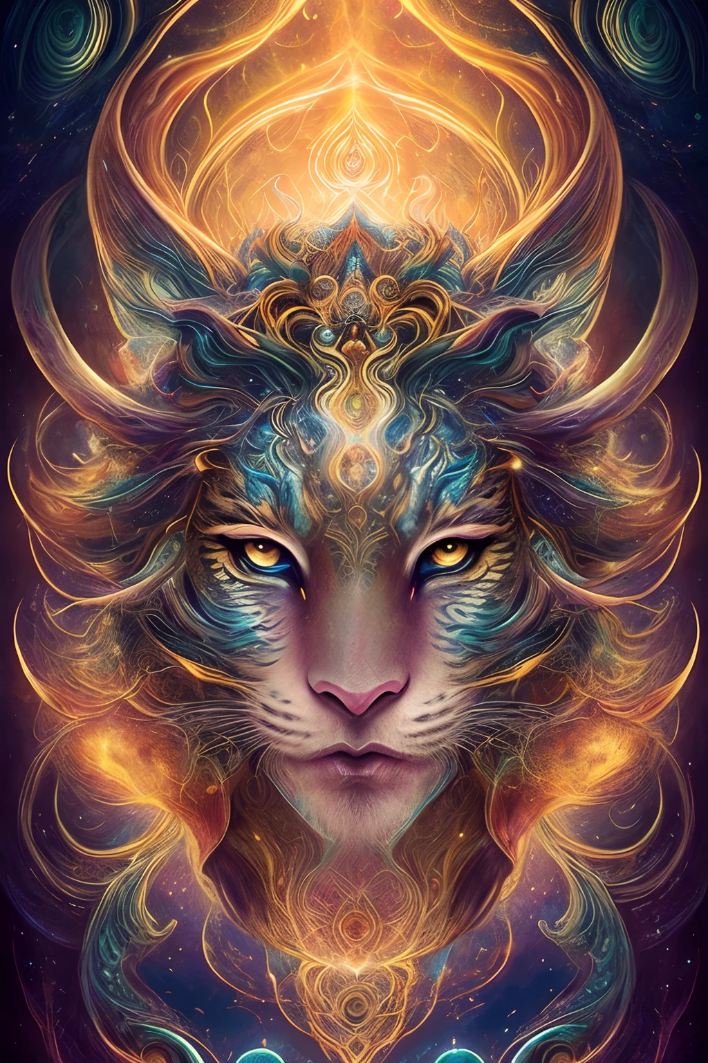 galactic tiger with a lot of hair on it's head, third eye, staring at something in the distance, intricate details, electric, fantasy art, Anato Finnstark, emulsion painting, highly detailed, misty
rutkowski, hdr, hyperdetailed, rim light, faded, dim
