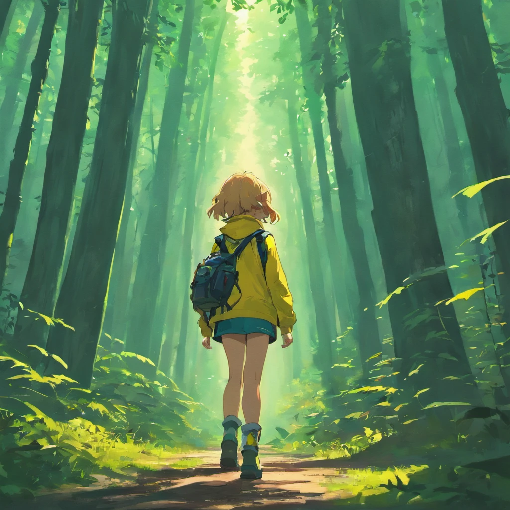 There are two children standing in the forest with backpacks, Arte infantil em Artstation, Wojtek FUS, Art not Guweiz style, Beeple e Tim Hildebrandt, Directed by: Laszlo Balogh, e meninale e Greg Rutkowski, arte conceitual do menino solteirected by: Daniel Ljunggren