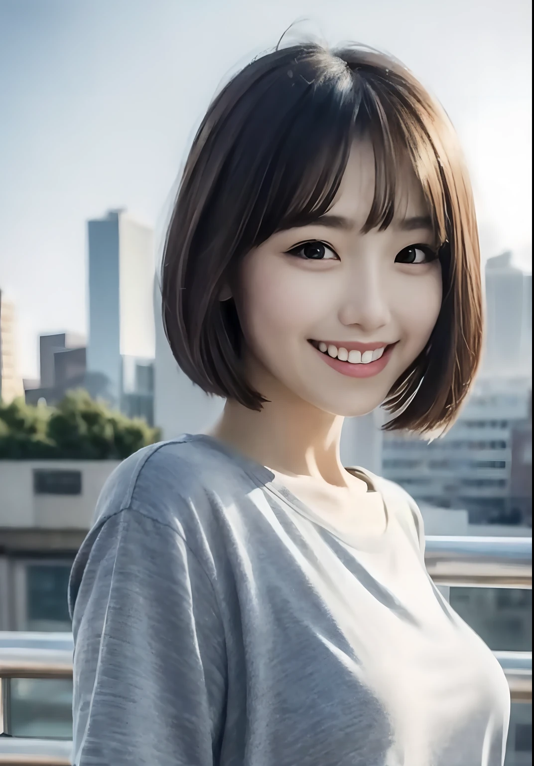 a close up of a woman with a smile on her face, With short hair, the face of a beautiful Japanese girl, beautiful Korean women, real life anime girl, Korean Girl, girl cute-fine-face, chiho, Beautiful young Korean woman, with short hair with bangs, Gorgeous young Korean woman, Beautiful Asian Girl, Japanese Models, with a bob cut