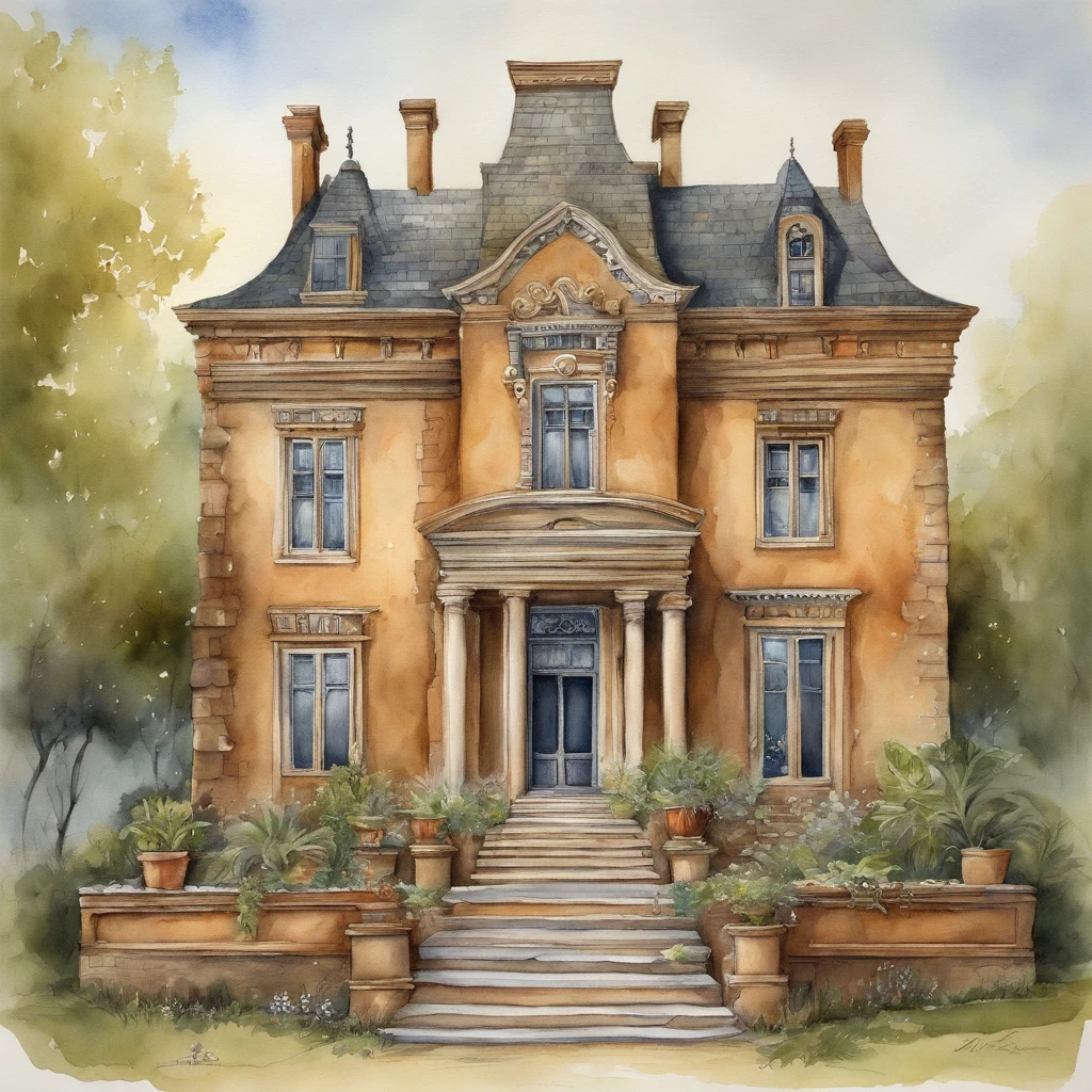 Illustrate a lavish mansion with a high wall surrounding it while homeless individuals sit outside, underscoring the contrast between wealth and poverty, in the style of pawel kuczynski, avoid smudging, ultra detailed, homeless people, no signature or watermark
