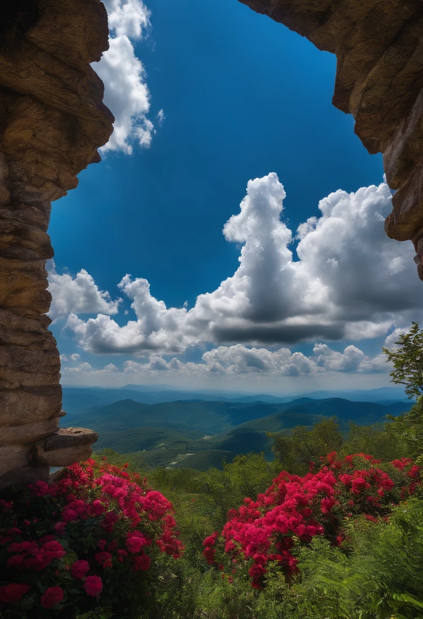 with blue sky and white clouds