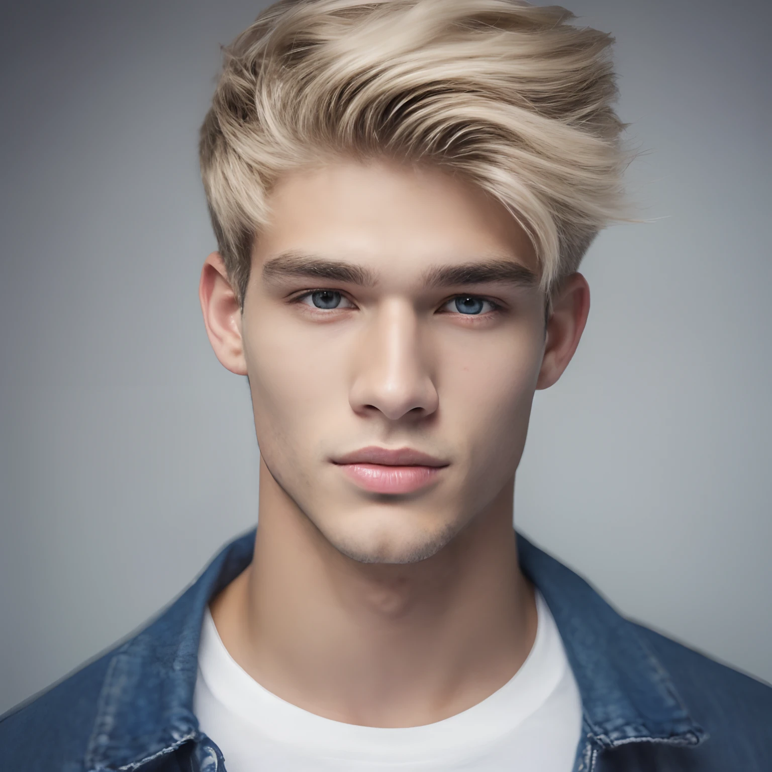 Rapaz jovem de cabelos loiros com olhos azuis e uma jaqueta jeans, Jovem com rosto bonito, Blonde and attractive features, retrato do jovem bonito, jovem bonito, cara loiro, homem loiro, cara de jovem bonito, loiro, Homem magro com pele bronzeada clara, rosto masculino bonito, modelo masculino, jovem bonito, jovem atraente, rosto bonito perfeito, bonito rosto atraente, inspirado em Alex Pettyfer 8K