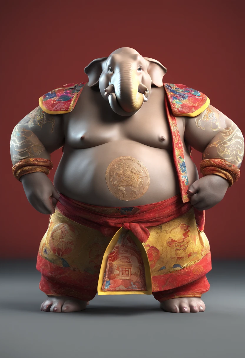 anthropomorphic elephant sumo wrestler in kimono