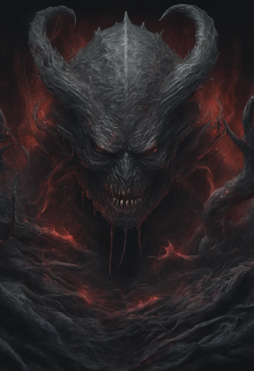 Colorful demons, Hyper-realistic, Artistic, There is cuteness in fear,neonlight,A large amount of magma slipped from the face