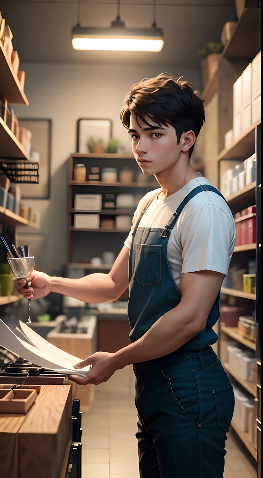 An honest young man,Start working in a small shop,There are working actions,k hd
