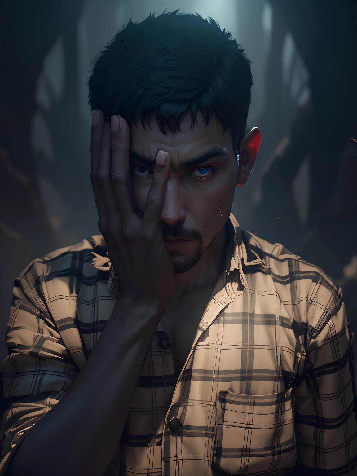 Background change with dark world, realistic face, 8k ultra hd, dark world.