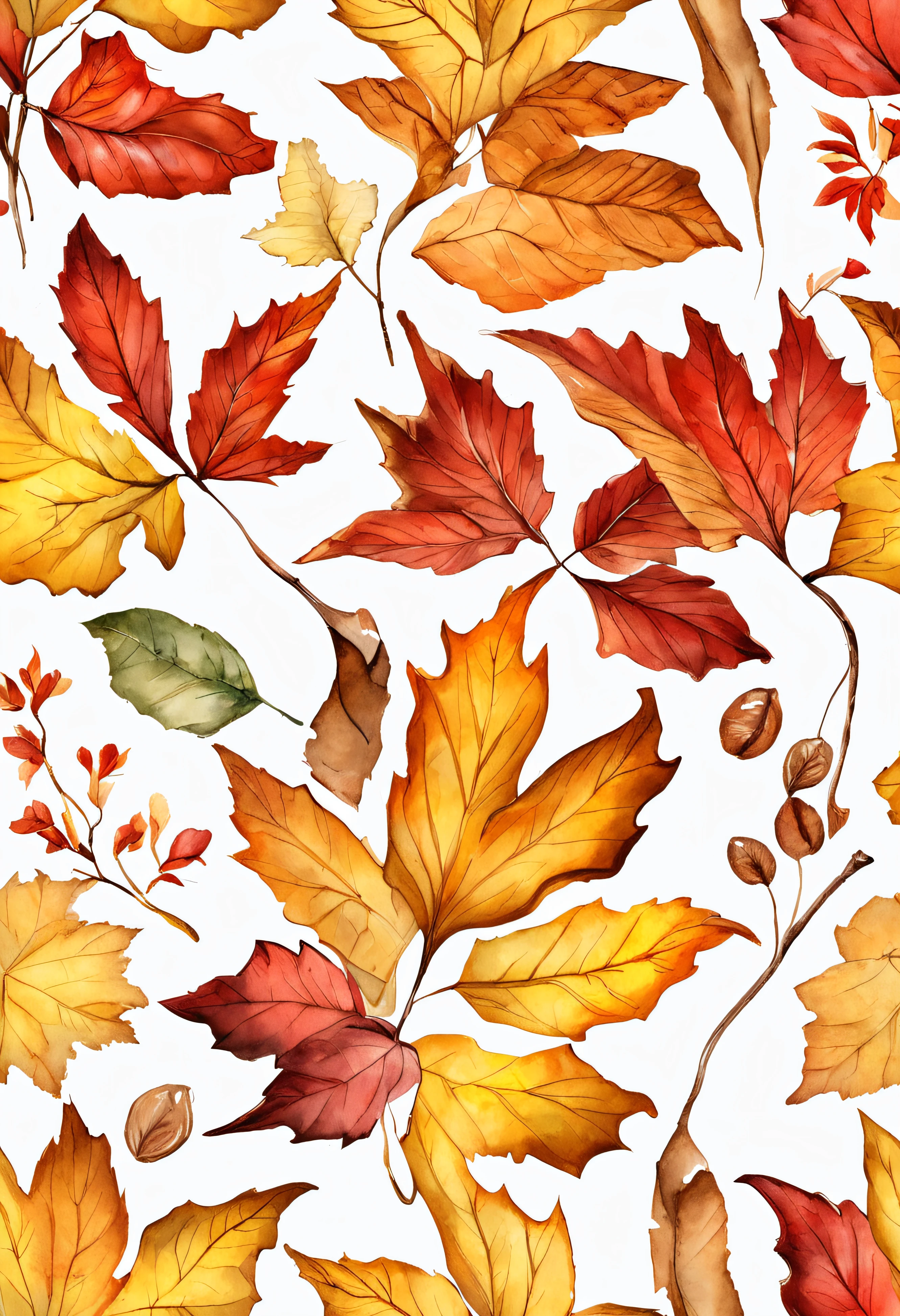 autumnal、Colored leaves、Marco,foliages、red leaves、Yellow leaves、leaves falling,Colored leaves,Light yellow tones,super-fine,Carefully drawn,hight resolution、masterpiece、ultra-detailliert、8K、
