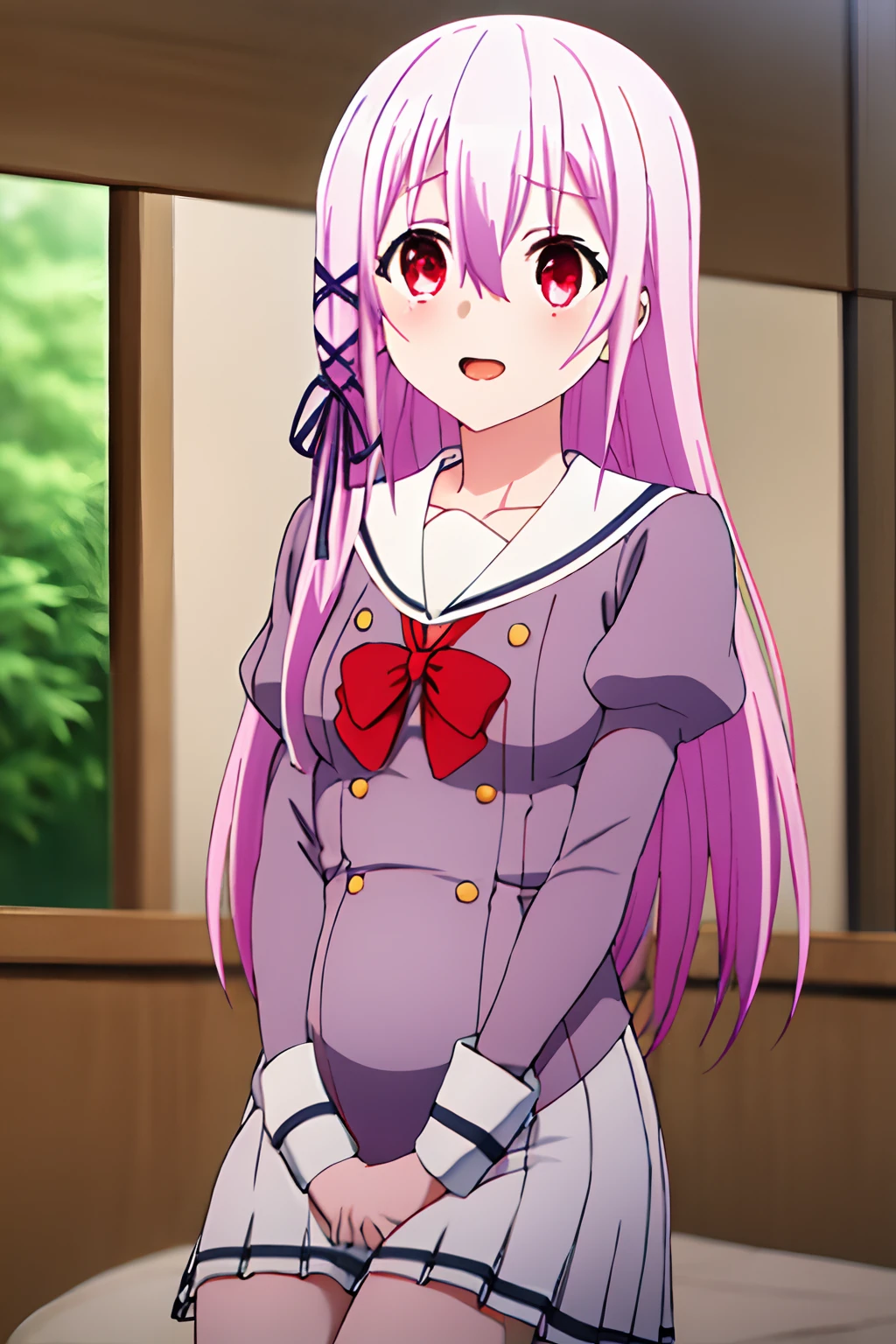 masterpiece, Best quality, High Definition, kisara, pregnant, blushing, heavy breath, in pain