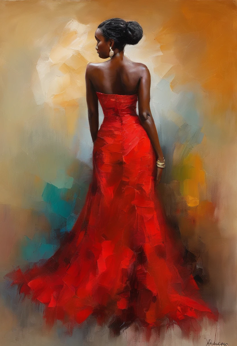 (((bursty))) Woman wearing red dress, (((big boobs))), (((cleavage))), vestido ornamentado vermelho, mulhee negra africana, mulher vermelha bonita, usando um vestido africano, beleza estonteante, mulher deslumbrante, Tema vermelho cabelo ondulado, mulher africana